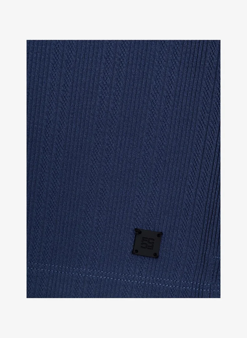 French Connection  Men's Blue Indigo Ss Stripe Zip Polo T-Shirt for Men | Best Price UAE