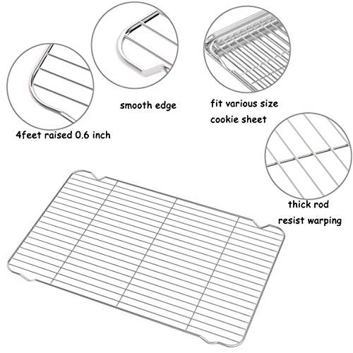 Zacfton Cooling Rack Set of 3, Baking Rack Stainless Steel Wire Rack for Baking Cooking Roasting Grilling Cooling, 15” x 11” x 0.5” Wire Racks, Fit Various Size Cookie Sheets Oven - Image 2