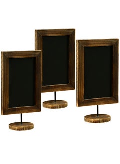 MyGift Set Of 3 Tabletop Chalkboard Sign With Burnt Wood Frame And Round Base, Decorative Wedding Table Place Card Signage, Rustic Small Kitchen Countertop Memo Board  - Image 5