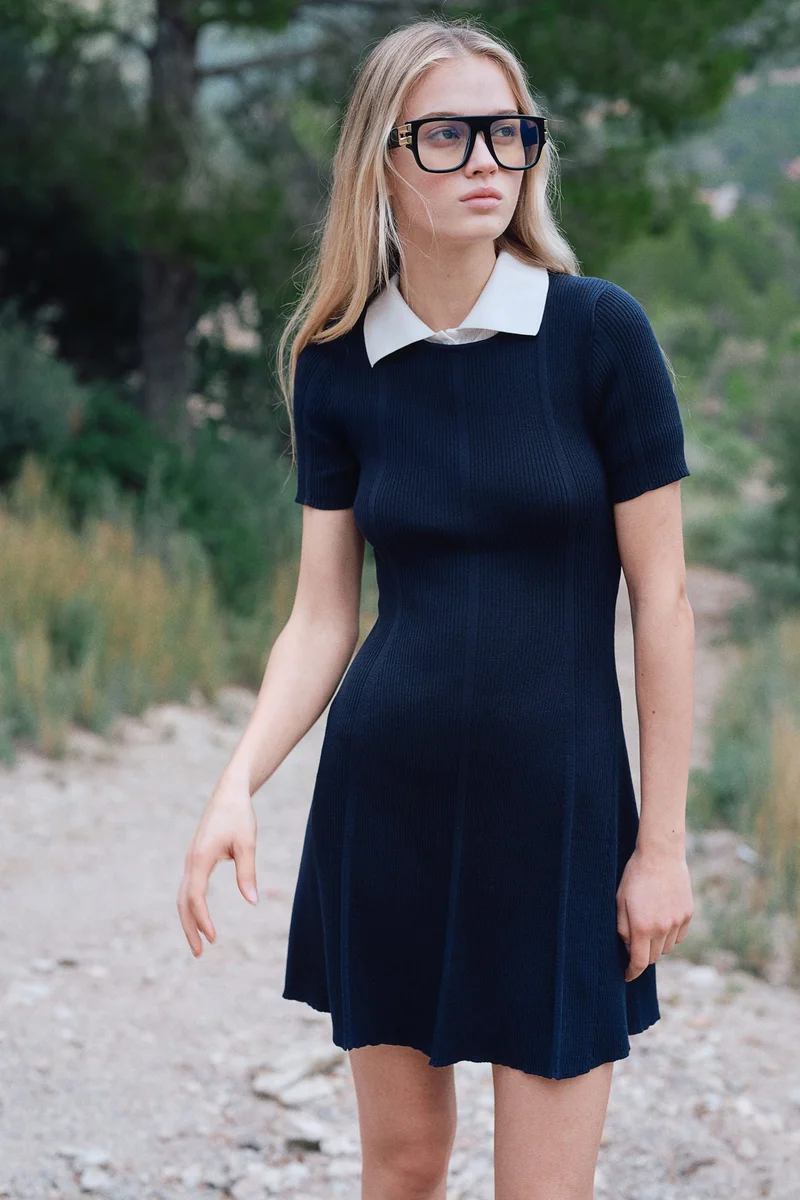 H&M Rib-knit flared-skirt dress