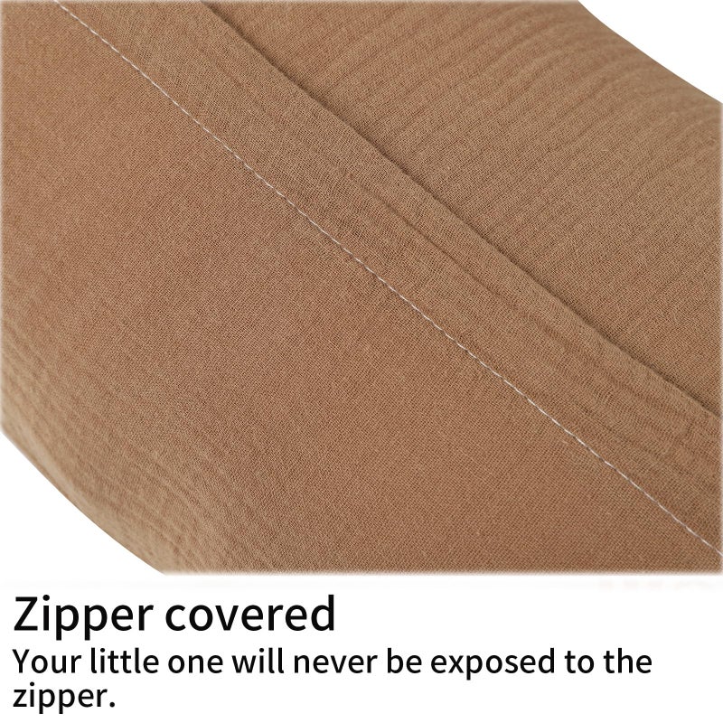 Onacosht Muslin Nursing Pillow Cover Soft 100% Cotton Feeding Pillow Slipcover Fits Standard Infant Nursing Pillow for Baby Girl and Boy, Brown - Image 5