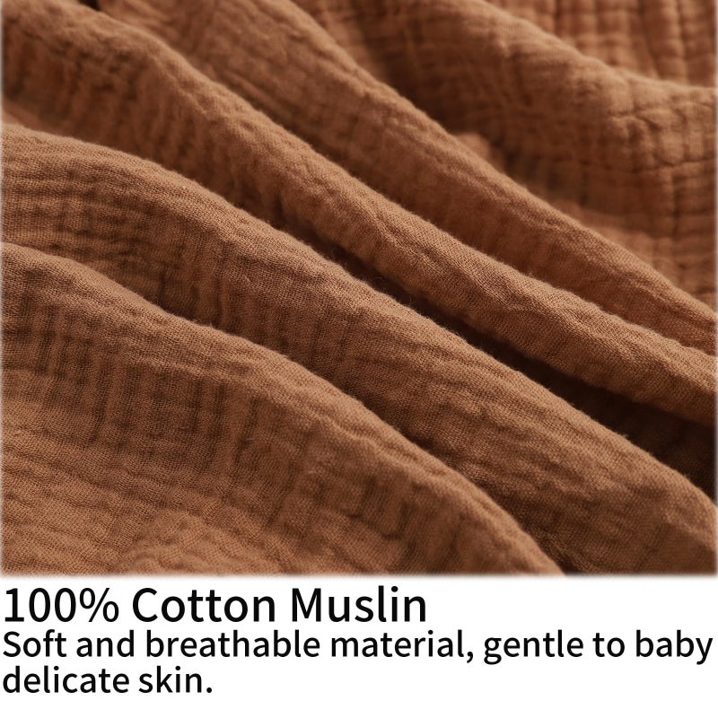 Onacosht Muslin Nursing Pillow Cover Soft 100% Cotton Feeding Pillow Slipcover Fits Standard Infant Nursing Pillow for Baby Girl and Boy, Brown - Image 2