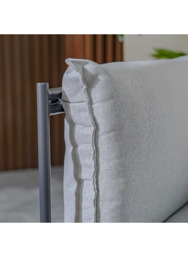 DANUBE HOME مجموعة شرفة خارجية من بوروز 1 + 2 مقعد - رمادي | إطار فولاذي أنيق مع أرائك مبطنة وطاولة زجاجية | مقاومة للعوامل الجوية | ضمان لمدة سنة | مثالية للعيش في الهواء الطلق - Image 5