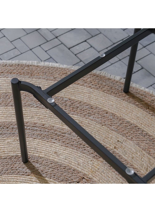 DANUBE HOME مجموعة شرفة خارجية من بوروز 1 + 2 مقعد - رمادي | إطار فولاذي أنيق مع أرائك مبطنة وطاولة زجاجية | مقاومة للعوامل الجوية | ضمان لمدة سنة | مثالية للعيش في الهواء الطلق - Image 4