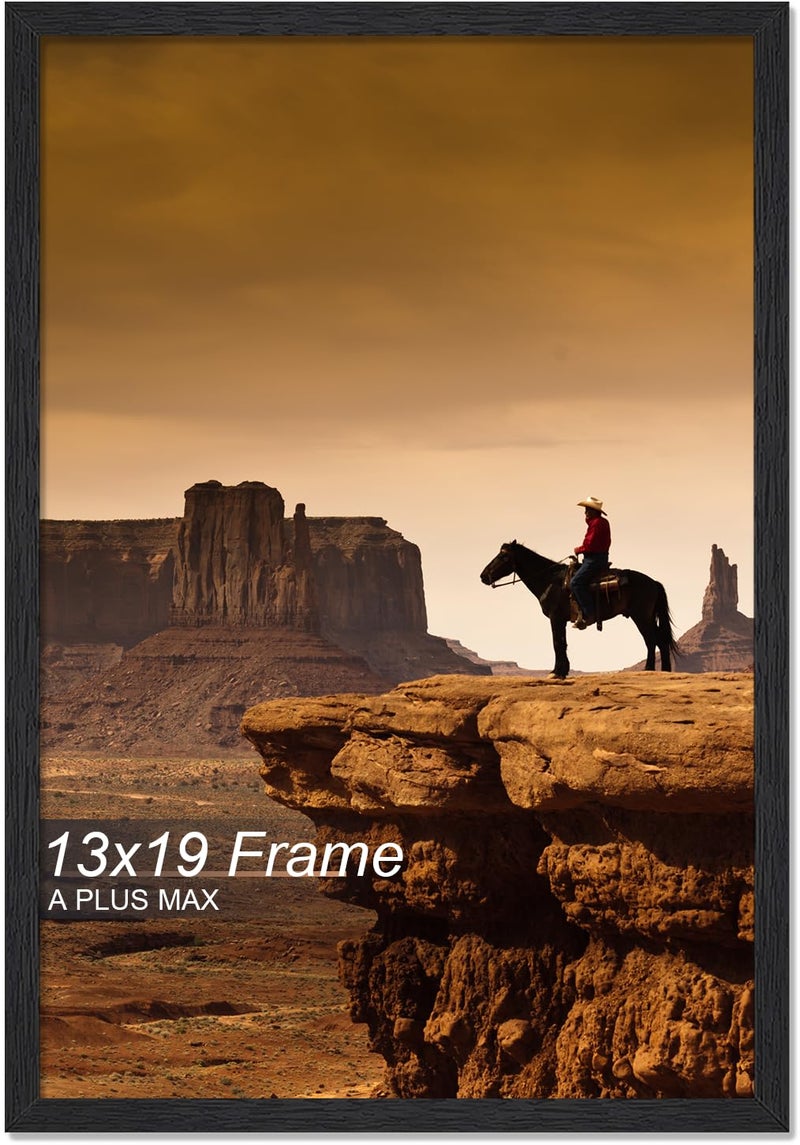 A PLUS MAX 13x19 Picture Frame Black Engineered Wood Frame for 13 x 19 Inch Picture Poster Photo Light Weight 13 by 19 Frame with Woodgrain for Wall  1 PackBlack13 x19