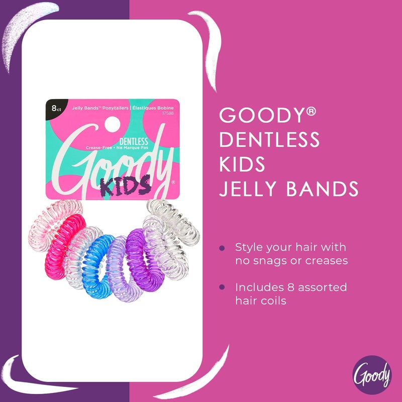 Goody Kids Hair Coils - 8 Count, Assorted - Dentless Jelly Bands Ponytailers for Women, Teens & Girls to Style & Secure Hair - Pain-Free Accessories For All Hair Types - Image 2