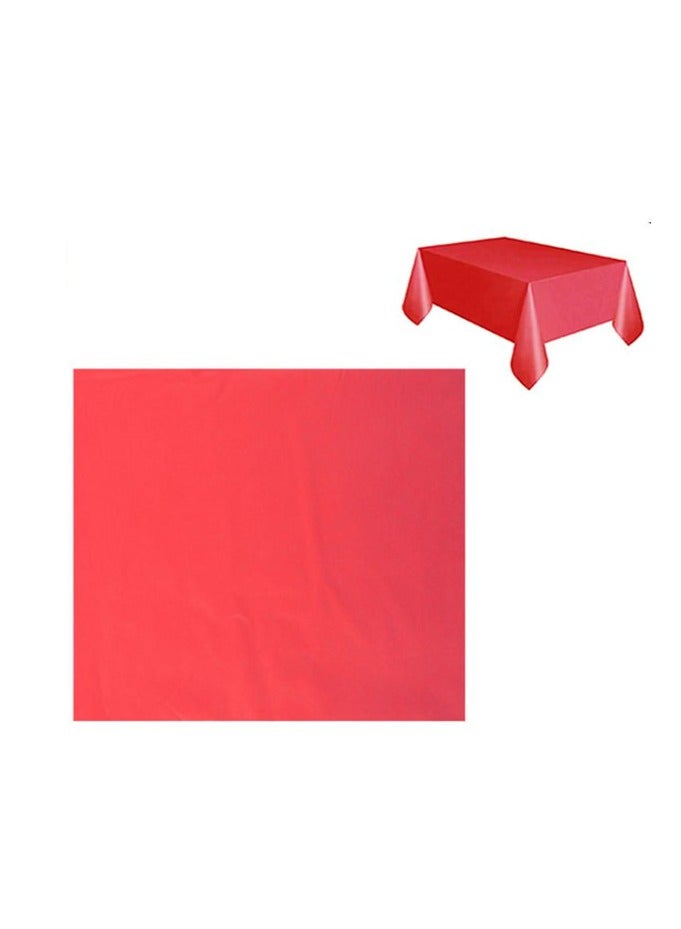 PARTY FUN Plastic Tablecloth for Rectangle Table 137 x 183cm Disposable Table Cover For Bridal Shower Wedding Birthday Party Decoration Red Color - Image 1