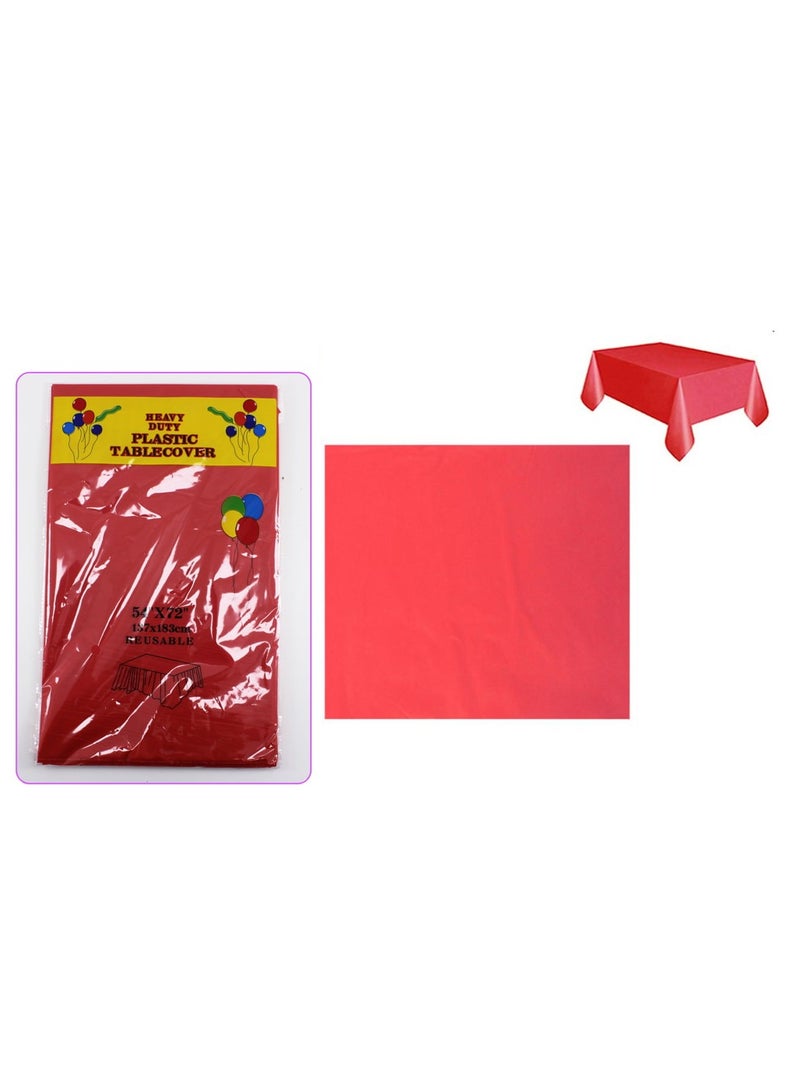 PARTY FUN Plastic Tablecloth for Rectangle Table 137 x 183cm Disposable Table Cover For Bridal Shower Wedding Birthday Party Decoration Red Color - Image 2