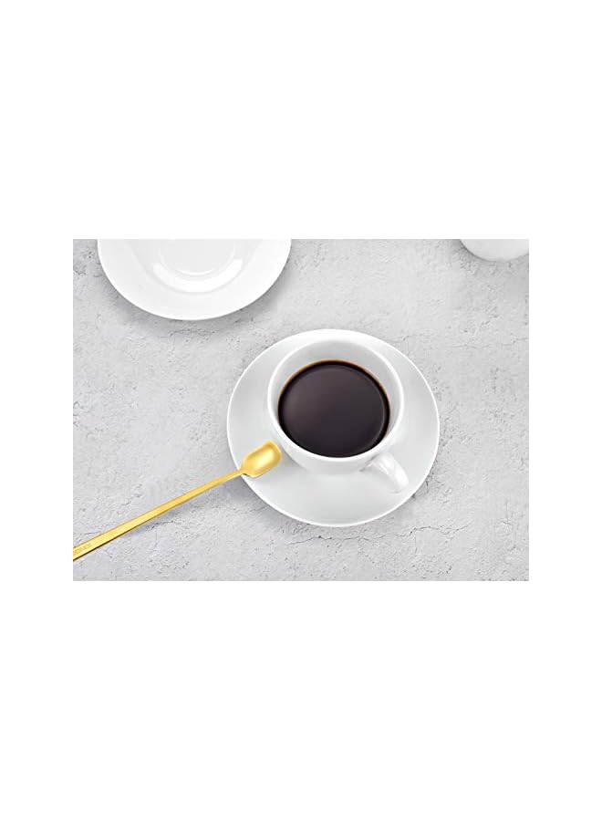 S-TOP 8 Ounce Porcelain Cappuccino Cups with Saucers - Set of 4, Perfect for Specialty Coffee Drinks, Latte, Cafe Mocha and Tea, White - Image 3