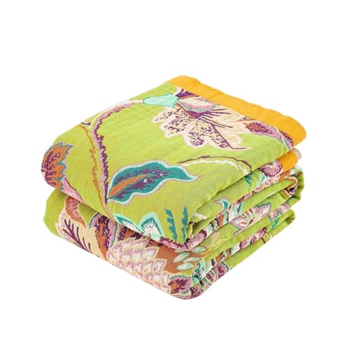 XIBLC Fall Throw Blanket 100 Cotton Soft Rustic Boho Throw Blanket for Bed 60x80 Farmhouse Decor Bed Flower Blankets Light Weight Reversible Bohemian Throw Quilt - Image 1