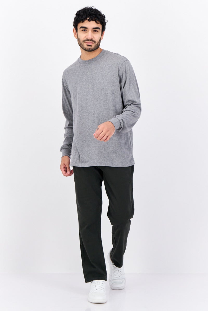 GAP Men Round Neck Heather Long Sleeves T-Shirt, Grey - Image 4