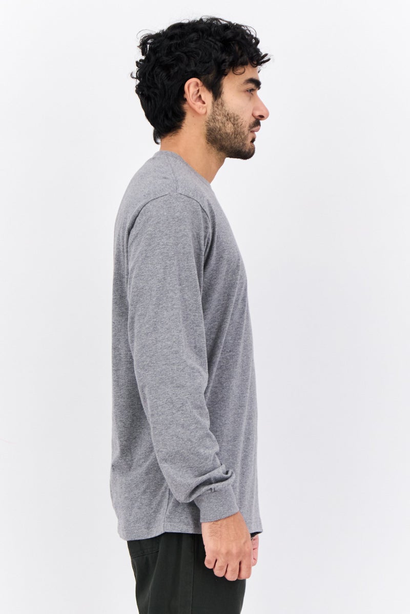 GAP Men Round Neck Heather Long Sleeves T-Shirt, Grey - Image 2