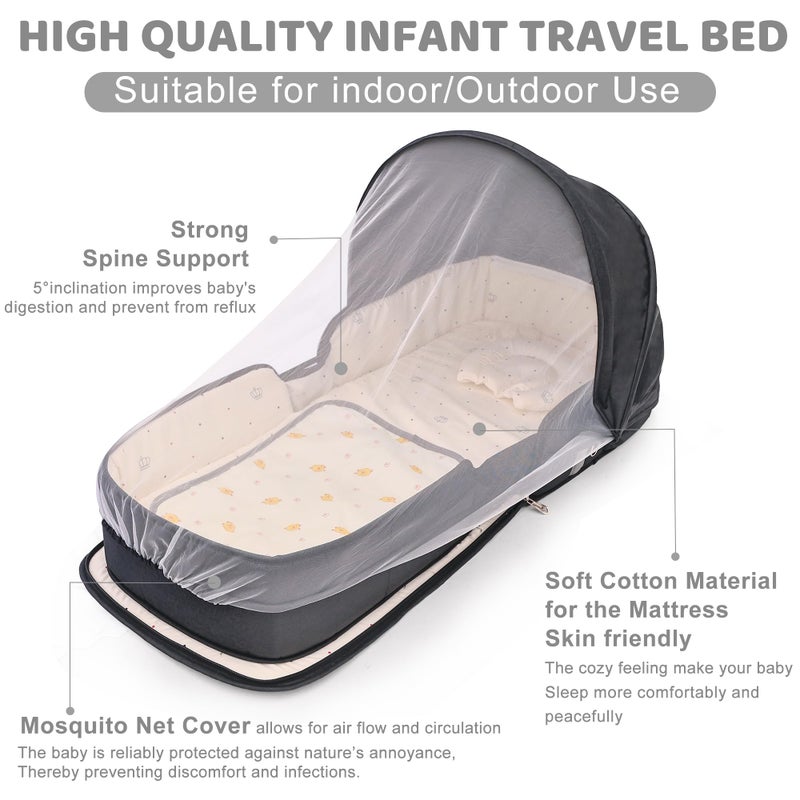 YVMVDV Portable Travel Bassinet for 0-8M Baby, Portable Travel Baby Bed, Cosleeping Baby Bed with Mosquito Net, Lightweight and Foldable - Image 3