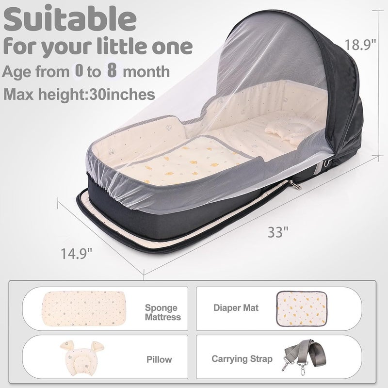 YVMVDV Portable Travel Bassinet for 0-8M Baby, Portable Travel Baby Bed, Cosleeping Baby Bed with Mosquito Net, Lightweight and Foldable - Image 4