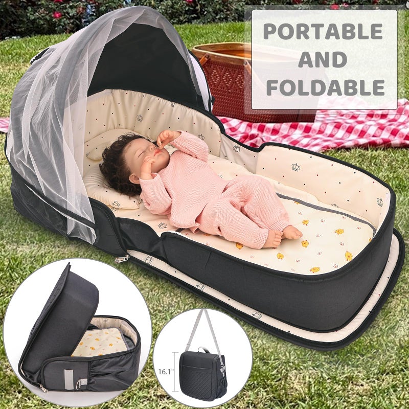 YVMVDV Portable Travel Bassinet for 0-8M Baby, Portable Travel Baby Bed, Cosleeping Baby Bed with Mosquito Net, Lightweight and Foldable - Image 2