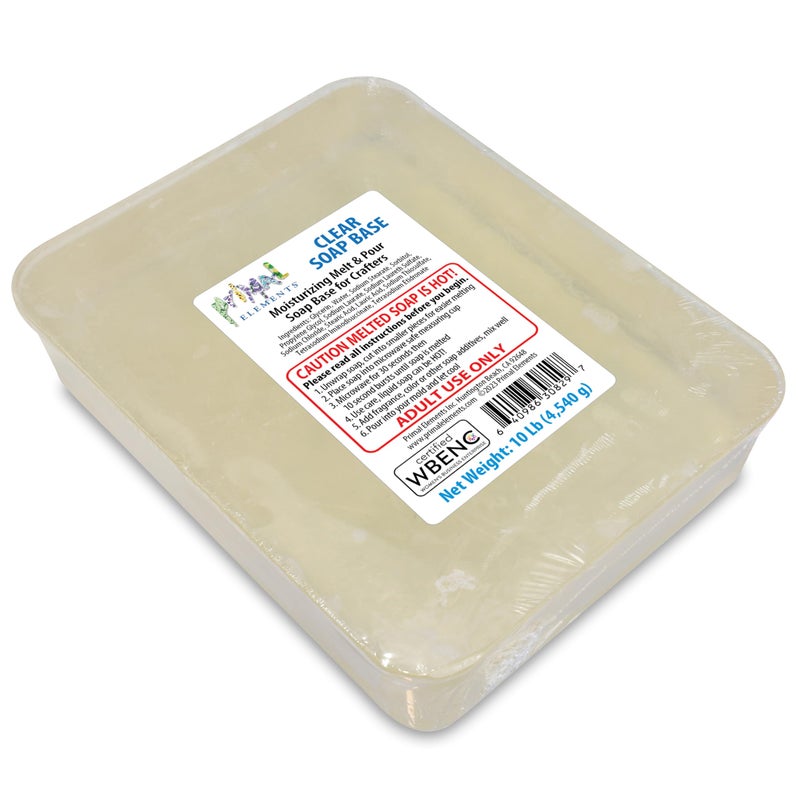 Primal Elements Clear Soap Base Moisturizing Melt and Pour Glycerin Base for Crafting Easy to Cut Unscented 10 Pound