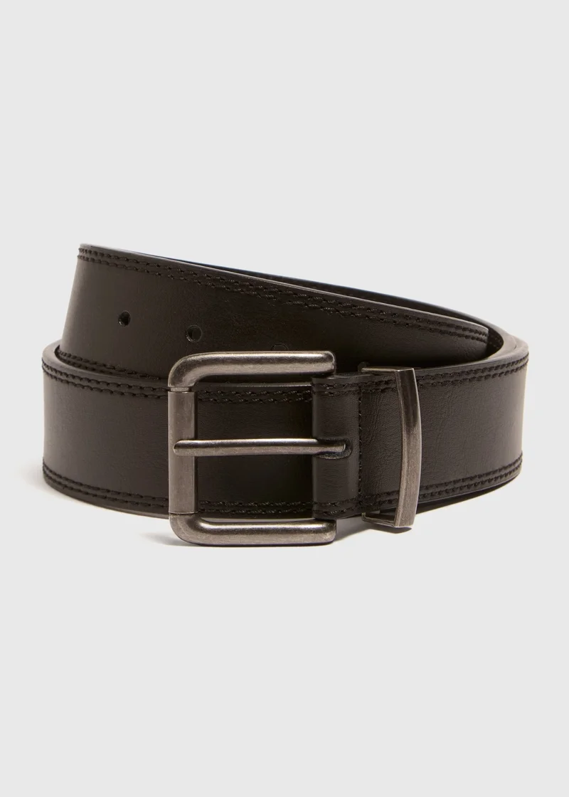 Matalan Black PU Leather Jeans Belt