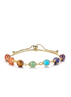 SYOSI Chakra Bracelets for Women, 8mm Yoga Beaded Bracelets for Boys Girls, Mens Adjustable 7 Chakras Crystals and Healing Stones Bracelets, 14K Gold Wire Wrapped  - Image 1