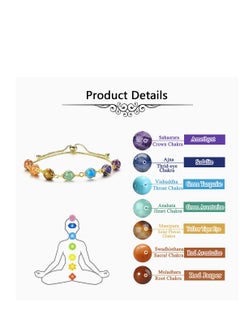 SYOSI Chakra Bracelets for Women, 8mm Yoga Beaded Bracelets for Boys Girls, Mens Adjustable 7 Chakras Crystals and Healing Stones Bracelets, 14K Gold Wire Wrapped  - Image 2