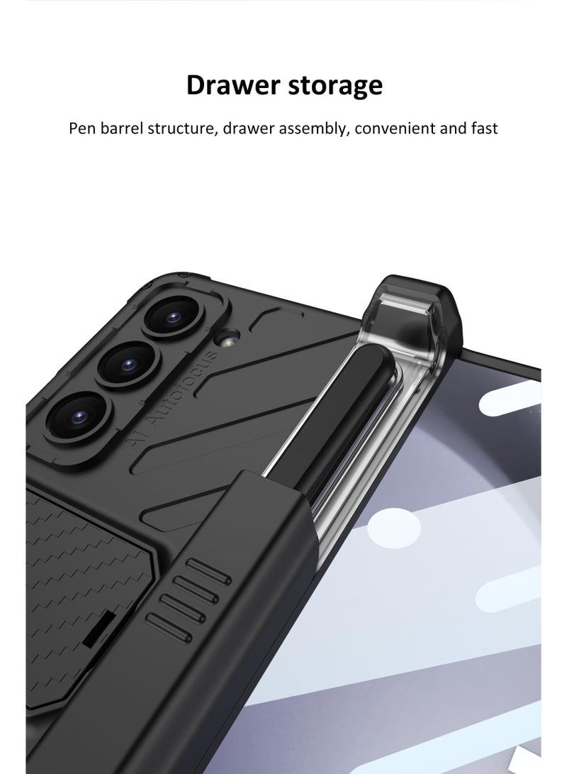 SOLARAE For Samsung Fold 5 Case with Hinge Protection, Galaxy Z Fold 5 Case Built-in Screen Protector & Kickstand & S Pen Slot Case for Samsung Galaxy Z Fold 5 2023, Black - Image 2