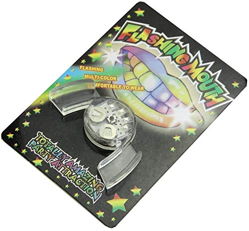 YMCtoys 2 pieces Flashing Mouth Teeth Guard Mouthpiece Multi Color LED Light up Gadget Filler Party Glow Gift
