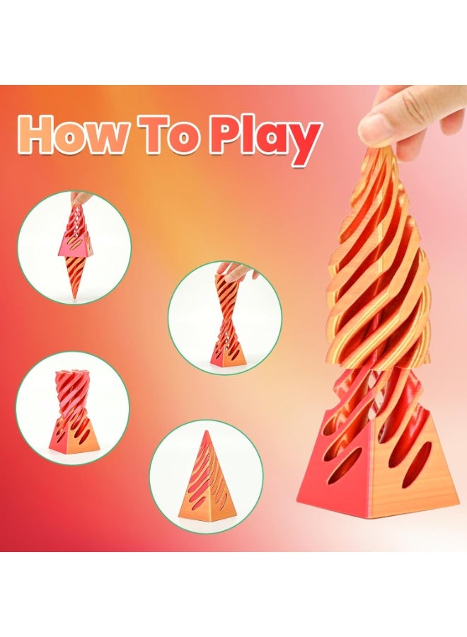 لعبة تململ مخروطية حلزونية مطبوعة ثلاثية الأبعاد، ألعاب مخاريط لتمرير الشكل الهرمي المستحيل، لعبة فيدجيت لتخفيف التوتر والاسترخاء، لعبة مكتبية لتخفيف التوتر، هدايا للعطلات وأعياد الميلاد (ذهبي وأحمر) - Image 3