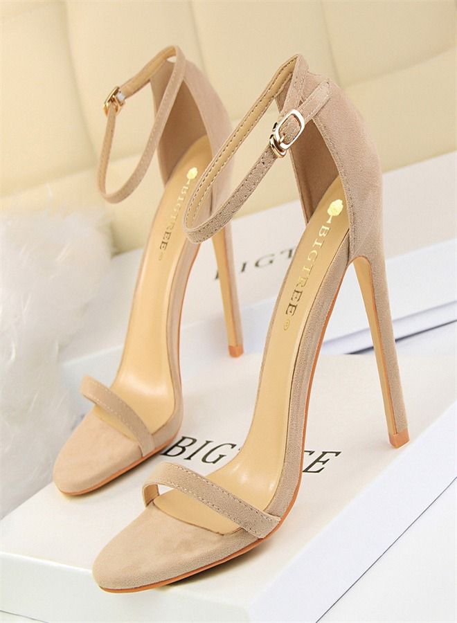 BIGTREE Open-Toed High-Heeled Sandals 11CM Beige 