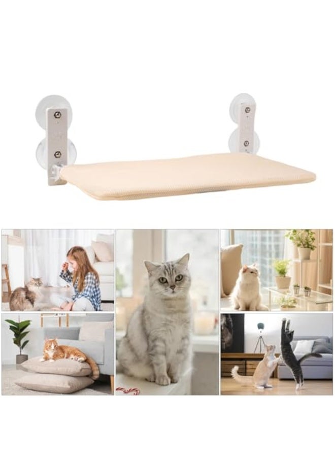 سرير نافذة قطط، أرجوحة قابلة للطي للقطط | مقعد مريح مع أكواب شفط لمساحات صغيرة للنوم الهادئ والاسترخاء داخل المنزل بالقرب من النافذة في غرفة المعيشة - Image 4