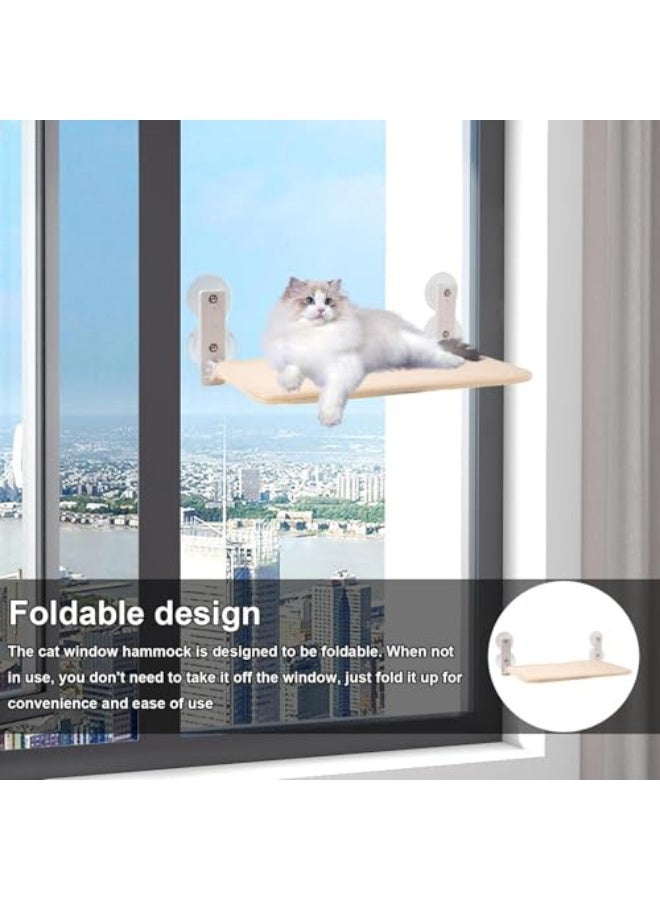 سرير نافذة قطط، أرجوحة قابلة للطي للقطط | مقعد مريح مع أكواب شفط لمساحات صغيرة للنوم الهادئ والاسترخاء داخل المنزل بالقرب من النافذة في غرفة المعيشة - Image 2