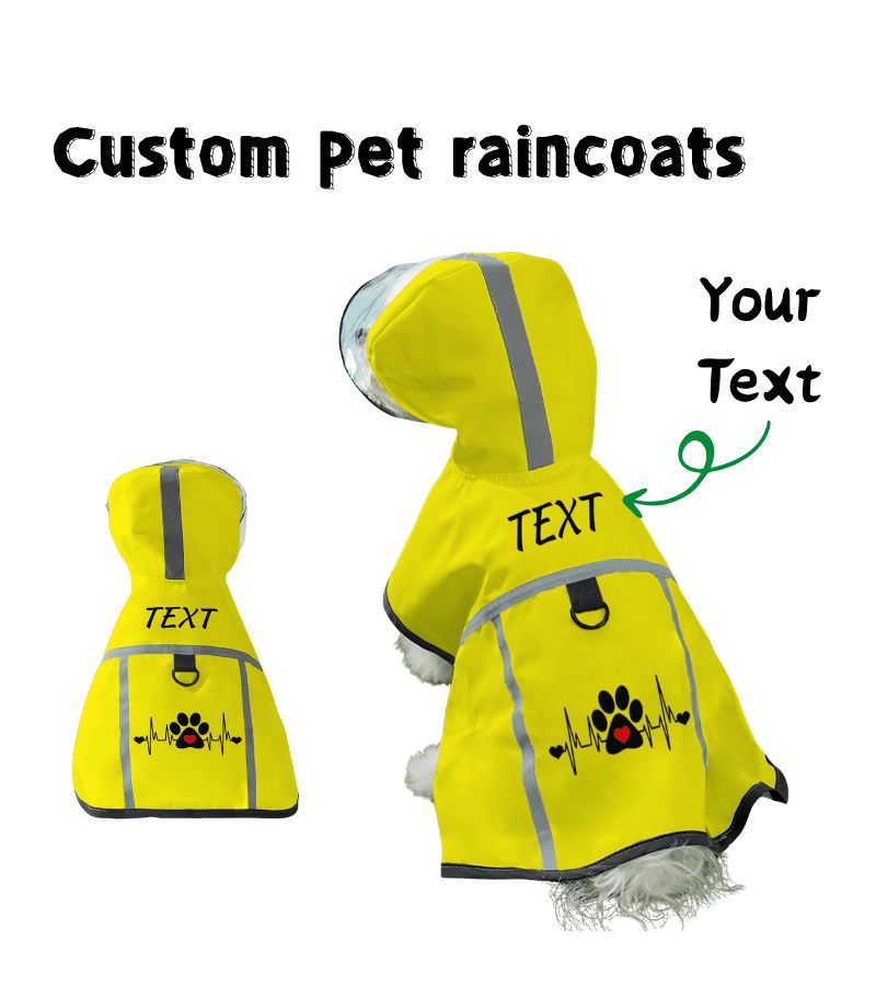 Personalized Custom Pet Raincoat Yellow XXL Lightweight Soft Comfortable Machine Washable Adjustable All Seasons Rain Wear For Small And Large Pets - Image 3