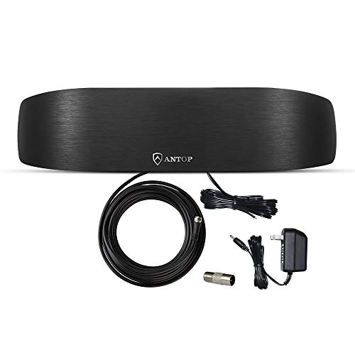 Antop High Gain Indoor Radio Antenna, Multi-Directional Amplified AM FM Antenna 50 Miles with Amplifier Signal Booster and 4G Filter for Stereo Radio Audio Signals, Perfect for Home/RV/Mobile Use - Image 1