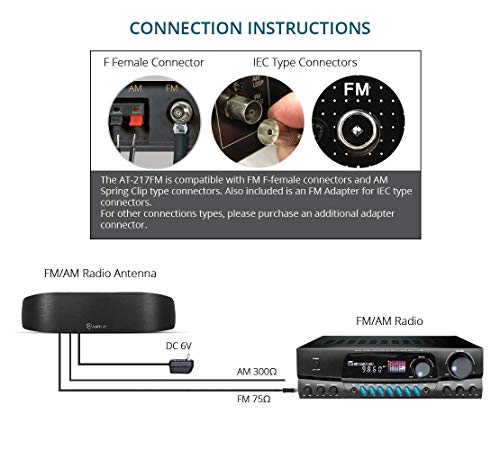 Antop High Gain Indoor Radio Antenna, Multi-Directional Amplified AM FM Antenna 50 Miles with Amplifier Signal Booster and 4G Filter for Stereo Radio Audio Signals, Perfect for Home/RV/Mobile Use - Image 5