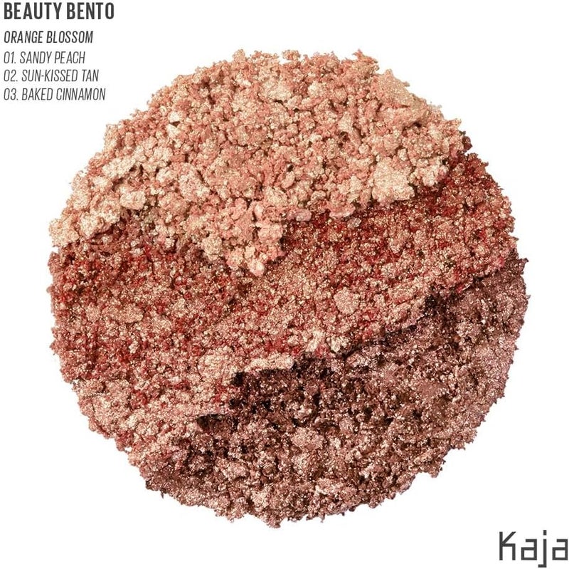 كاجا مجموعة ظلال عيون كاجا بيوتي بينتو - زهر البرتقال - لوحة ظلال عيون ثلاثية الألوان بتركيبة لامعة ومطفية - تدوم طويلاً وسهلة الدمج وذات صبغة عالية، نباتية وخالية من القسوة على الحيوانات، عبوة مدمجة. - Image 2