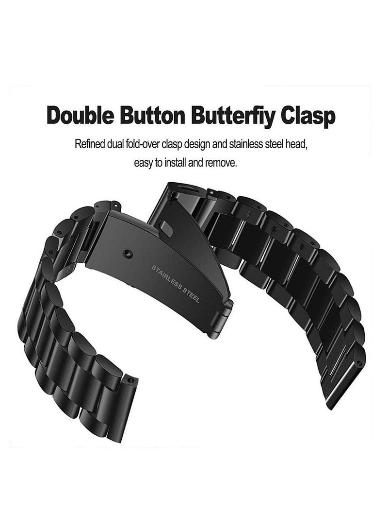 Quick Release Stainless Steel Metal Replacement Straps 20mm Compatible With Oraimo Tempo S2 OSW-11N Smartwatch  -Black  - Image 1