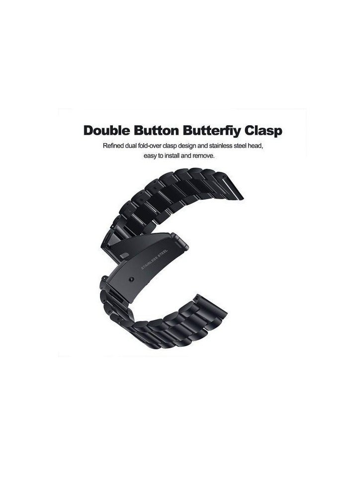 Quick Release Stainless Steel Metal Replacement Straps 20mm Compatible With Oraimo Tempo S2 OSW-11N Smartwatch  -Black  - Image 3