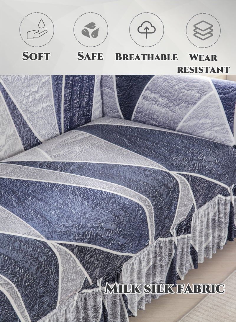 غطاء أريكة 3 مقاعد ملاءات أريكة من حرير الحليب الهندسي باللون الرمادي الأبيض ، لمسة حريرية ، مرونة عالية 360 درجة تلتف بإحكام ، دون انزلاق ، لا تتلاشى ، لا انكماش ، لا بيلينغ ، تنفس ، مقاومة للاهتراء ، قابلة للغسل في الغسالة ، قابلة للغسل ، الحجم يناسب معظم الأرائك المضمنة / على شكل حرف L ذات 3 مقاعد (190-230 سم) - Image 3