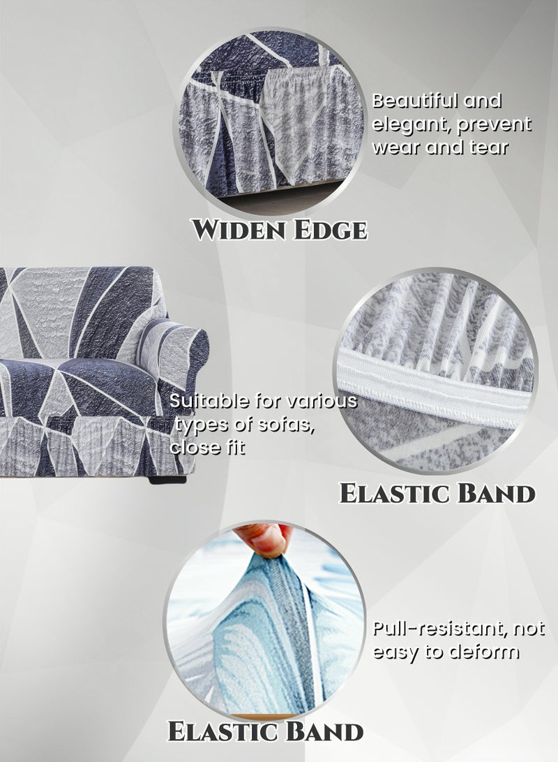 غطاء أريكة 3 مقاعد ملاءات أريكة من حرير الحليب الهندسي باللون الرمادي الأبيض ، لمسة حريرية ، مرونة عالية 360 درجة تلتف بإحكام ، دون انزلاق ، لا تتلاشى ، لا انكماش ، لا بيلينغ ، تنفس ، مقاومة للاهتراء ، قابلة للغسل في الغسالة ، قابلة للغسل ، الحجم يناسب معظم الأرائك المضمنة / على شكل حرف L ذات 3 مقاعد (190-230 سم) - Image 4