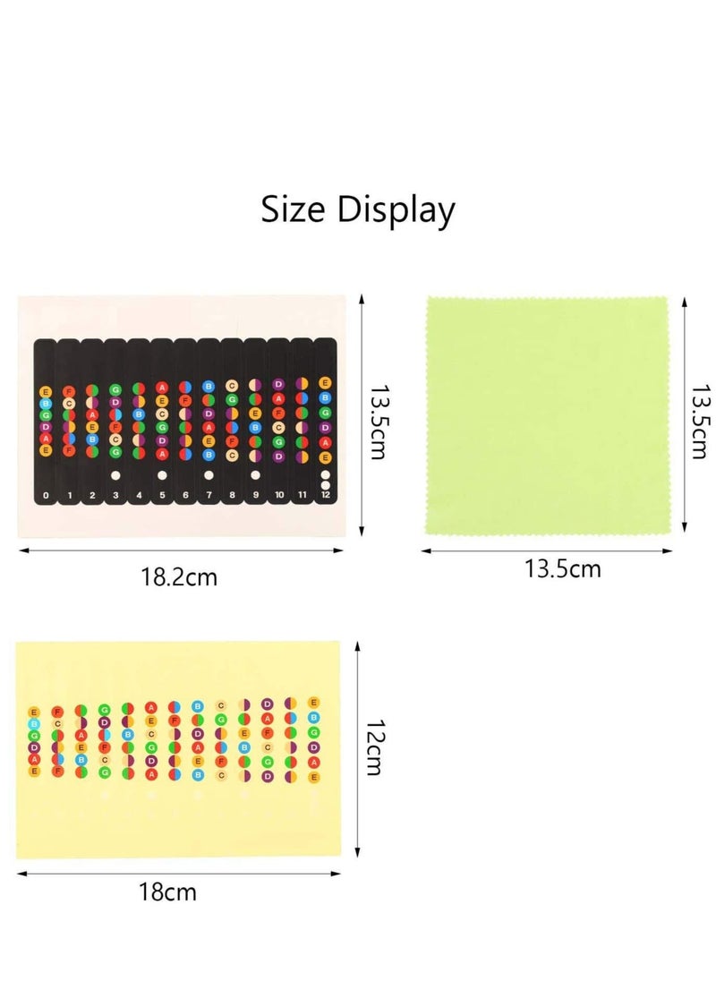 null - 4 Pcs Guitar Fretboard Stickers Guitar Learning Stickers, Guitar Fretboard Decals Guitar Fretboard Notes Stickers with 10 Pcs Radom Color Piano Cloth for Beginner - Image 1