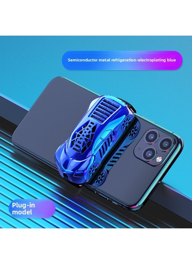 Generic Mobile Phone Radiator Semiconductor Refrigeration Wired Heat Dissipation Metal Back Clip Mute Live Game Cooling Artifact-Color:Electroplating Blue  - Image 1