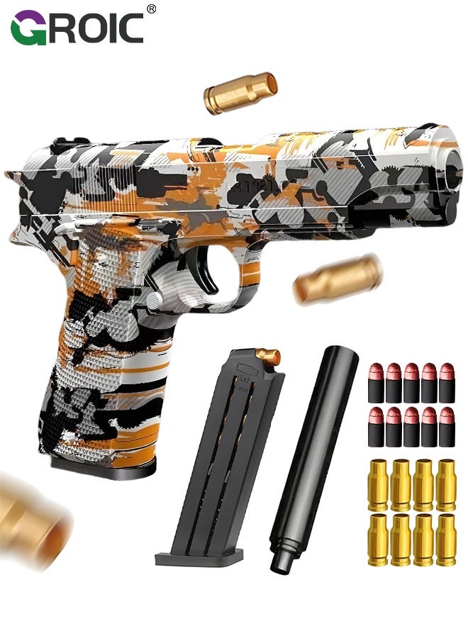 GROIC Soft Bullet Gun Toys 1911 Colt Foam Blasters Toy Pistol RoboCop Pattern, 30-PCs EVA Safety Foam Soft Bullet Darts, Shell Ejecting Shooting Games Educational Model Toys Gifts Guns Pistol  - Image 1