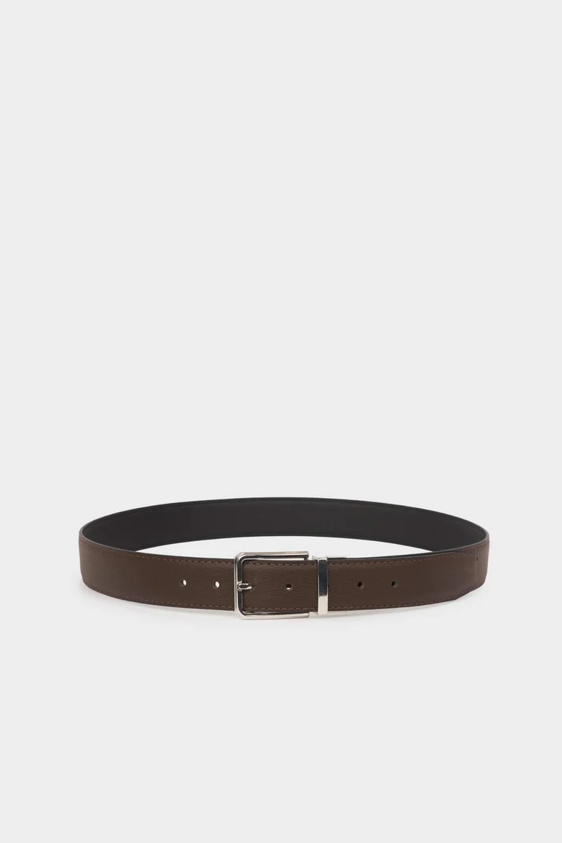 Man Rectangle Clasp Faux Leather Classic Belt