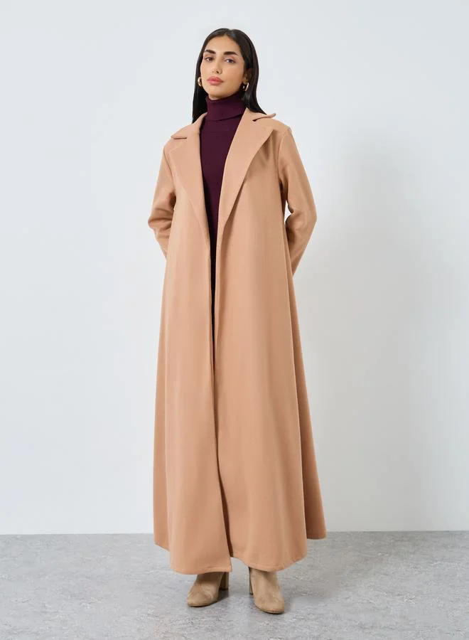 Styli Solid Blazer Neck Open Abaya