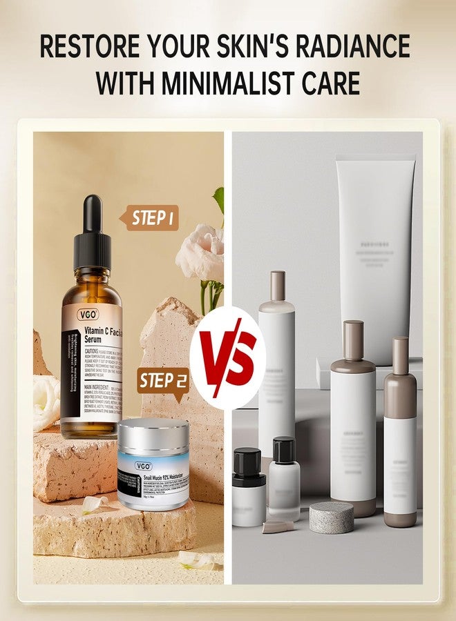 VGO Skin Care Set, with Snail Mucin 92% Moisturizer 1.76 Oz & Vitamin C Face Serum 1.01 Oz, Daily Hydrating & Firming Skincare Routine Kit for All Skin Type - Image 2