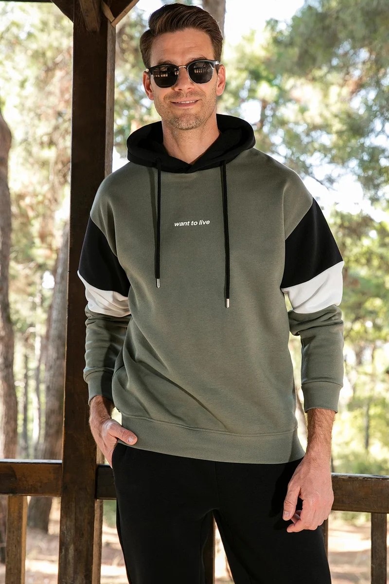 Buratti Color Block Regular Fit Hooded Soft Furry Sweat Men's SWEAT 5905299