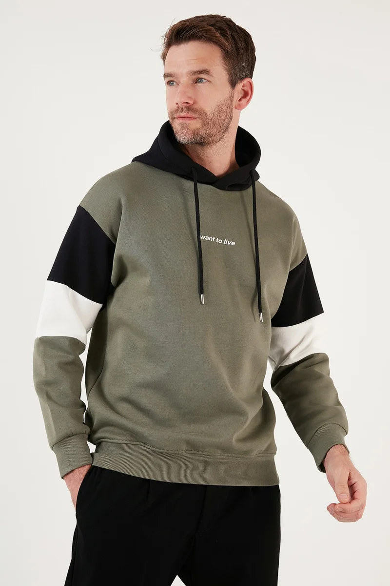 Buratti Color Block Regular Fit Hooded Soft Furry Sweat Men's SWEAT 5905299