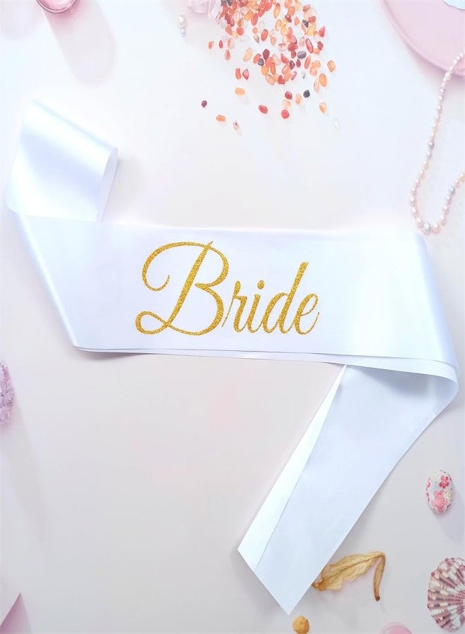 ماجنوسون جاردن وشاح عروس حديقة ماغنوسون، وشاح أبيض وذهبي لامع لحفلة توديع العزوبية للعروس المستقبلية، وحفلات ما قبل الزفاف، والخطوبة، وديكورات ولوازم حفلات الزفاف - Image 3