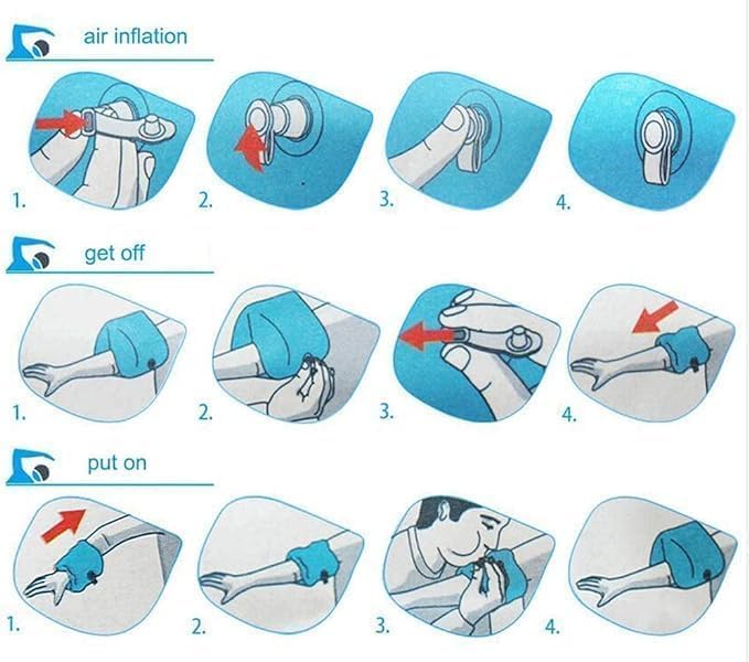 Redvant Inflatable Arm Swimming Floats Bands Floatation Water Wings Swimming Arm Ring Floatie for Children and Adults Eather Swimming arm Float Band - Image 2