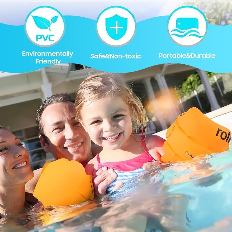 Redvant Inflatable Arm Swimming Floats Bands Floatation Water Wings Swimming Arm Ring Floatie for Children and Adults Eather Swimming arm Float Band - Image 3