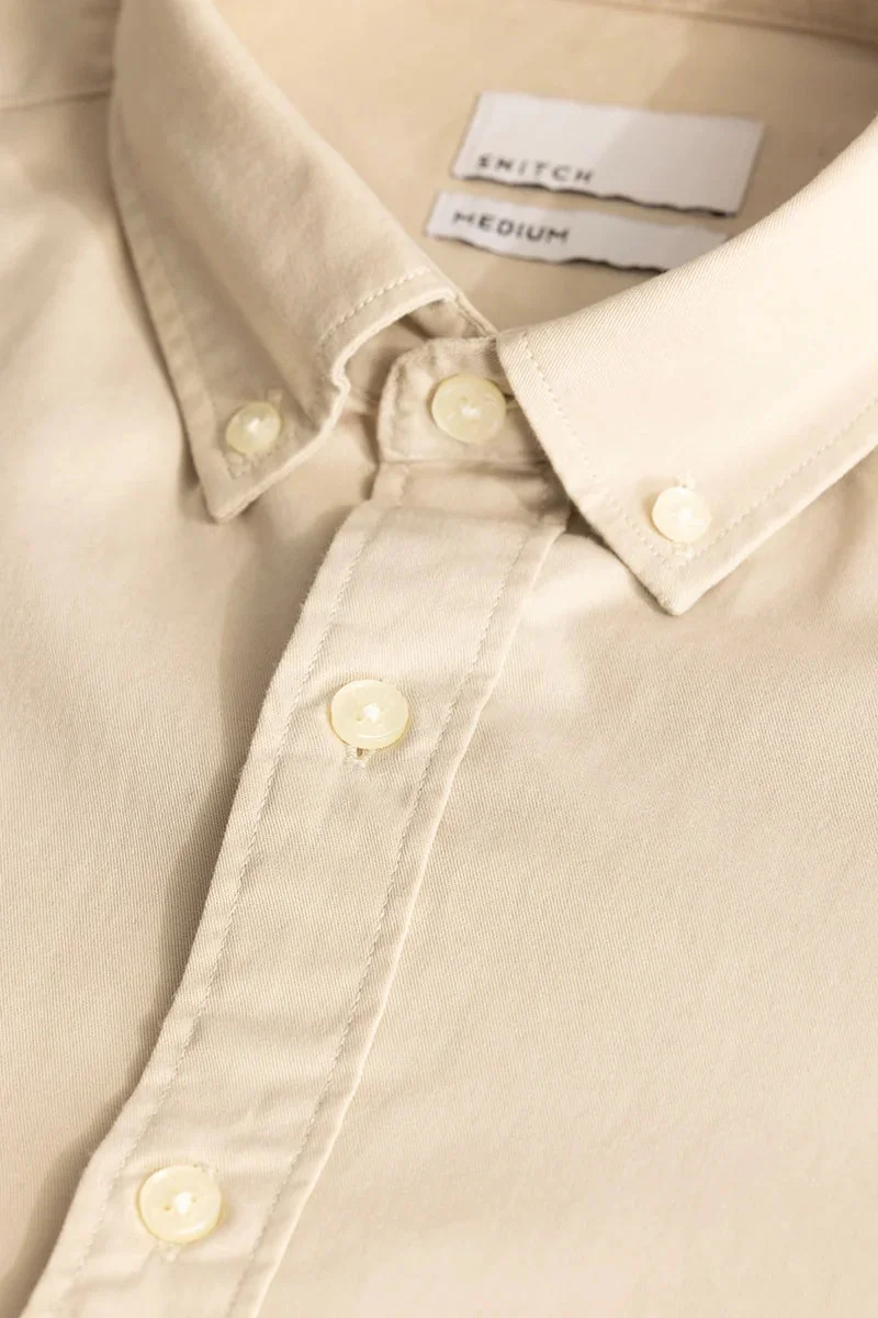 SNITCH Beige Elbow Patch Oxford Shirt