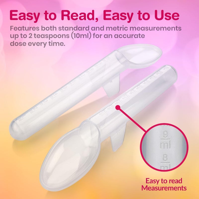 MEDca Calibrated Medicine Spoon for Kids, Baby & Toddler - (Pack of 2) - 2 Tsp/10 mL Capacity Plastic Oral Liquid Dose Medication Graduated Dispenser - Image 4